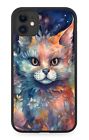 Dark Space Watercolour Cat Rubber Phone Case Cats Face Angry Mysterious Be36