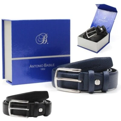 Cintura uomo in pelle firmata Antonio Basile misura 120 con fibbia in metallo - Immagine 1 di 3