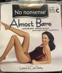 No Nonsense Almost Bare Sexy Lace Pantyhose Beige Mist Sheer Size C See Through - Picture 1 of 2