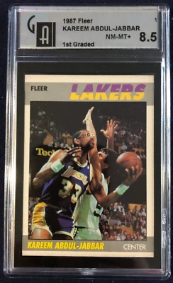 Kareem Abdul-Jabbar 1987 Fleer #1 of 132 GA 1st Graded 8.5 NM-MT+     LA Lakers - Image 1 of 3