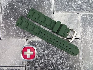 New Victorinox Swiss Army Genuine Rubber Strap Army Green Diver Band 20mm 19mm Z - Picture 1 of 8