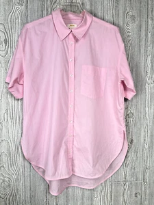 Maeve Anthropologie rosa Kurzarm Oversize Button Down Bluse Größe Medium - Bild 1 von 11