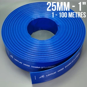 25mm/1" Layflat PVC Water Delivery Hose Discharge Pipe Lay Flat Irrigation Blue - Picture 1 of 12
