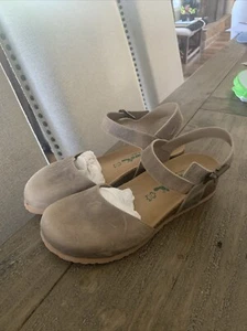 BIONATURA WOMEN'S SANDAL CLOSED TOE LEATHER FOOTBED LACING WITH STRAP 38 Eu 7.5 - Picture 1 of 15