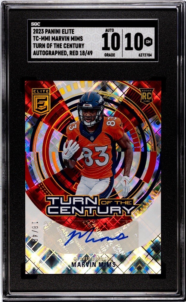 2023 Donruss Elite Marvin Mims Turn Of Century Rookie RED AUTO /49 GM 10