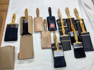 Vintage Natural Bristle Paint Brushes 2 x 4” + 13 x 3” Mostly NOS 1950’s-60’s ? - Picture 1 of 14