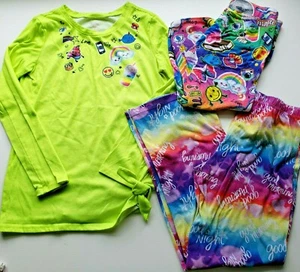 Justice Girls Pajama 3 pieces Long Sleeve Top 2 Bottoms Size 8 - Picture 1 of 12