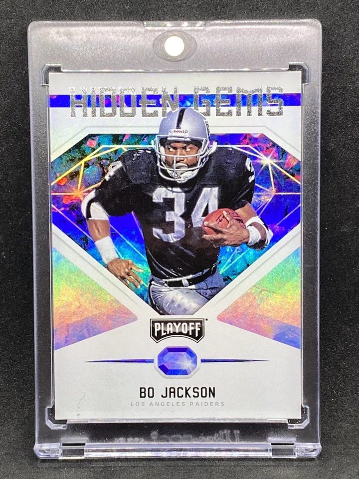 Tarjeta de inversión refractor de lámina holo rara Bo Jackson SSP PANINI RAIDERS Foto 1 de 2
