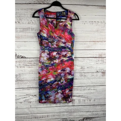 Vestido Joseph Ribkoff Para Mujer 8 Multicolor Abstracto Vaina Sin Mangas Acanalado Trabajo Foto 1 de 4