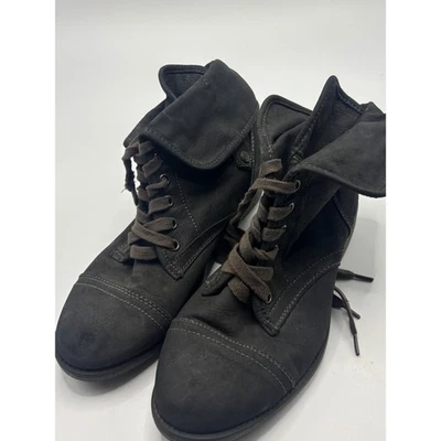 Botas de tornozelo femininas Rocket Dog marrom escuro com punho dobrável com cadarço EUA 8 - Imagem 1 de 4