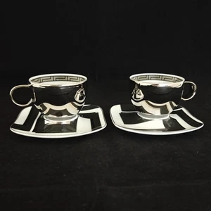 Rosenthal Versace Dedalo Platin 2er Set Espressotassen & 2 Untertassen (D1476) - Bild 1 von 12