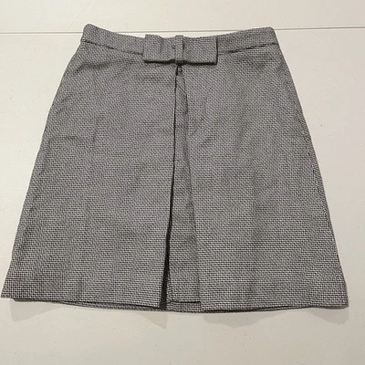 Ann Taylor Loft Skirt Size 0P(26") Check Black/White with Bow Center Pleat Lined - Image 1 of 4