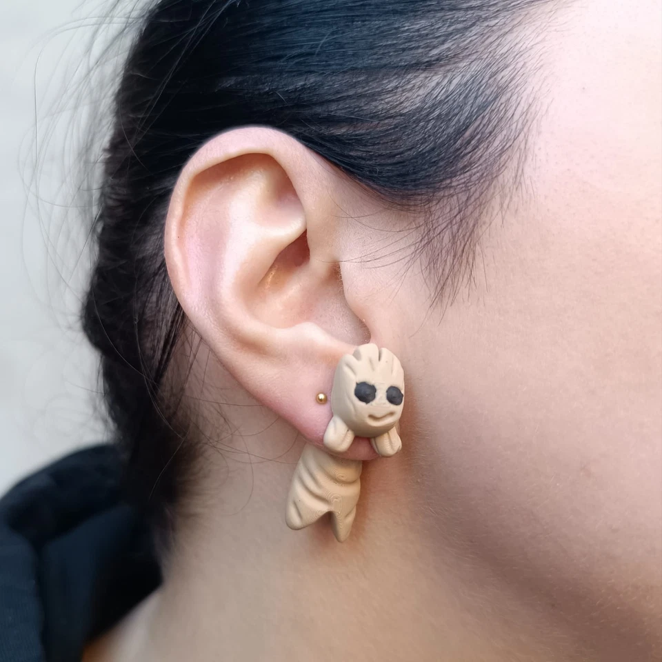Baby Groot Earrings – 3D Printed Marvel Fan Jewelry – Geeky Gift for Her Today - Image 1 of 1