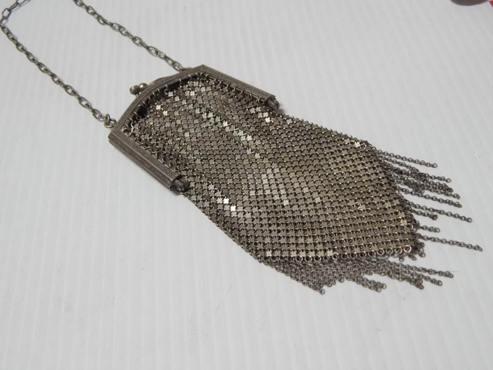 BOLSO ALETA MALLA PLATA VINTAGE ANTIGUO FRANCÉS VICTORIANO - DECO ALEMÁN Foto 1 de 4