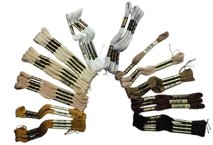 DMC 38 Skeins Mouline Special 25 Thread Neutrals Beige Brown Black Floss Cotton - Picture 1 of 4