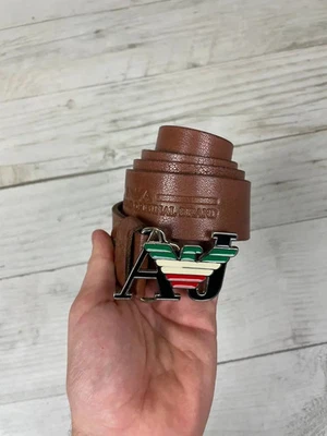 Cinturón de cuero vintage Emporio Armani AJ Italia Y2K para hombre marrón Foto 1 de 4