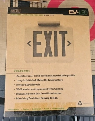  DUAL LITE EV LED EXIT SIGN EVEURW 户外 圆形 Coil spring � — 第 1/2 张图片