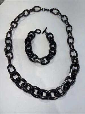 BANANA REPUBLIC BRONCE GEMA GRUESO COLLAR GARGANTILLA Y PULSERA Foto 1 de 4