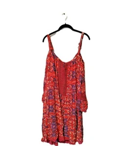 Lola P. Bluse Cold Shoulder Damen LT Hippie Schlüsselloch Bindeband Tunika Style rot/blau - Bild 1 von 13