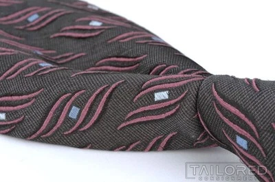 Gravata de Luxo Masculina ERMENEGILDO ZEGNA Taupe Geométrica 100% Seda - 3,50" - Imagem 1 de 4