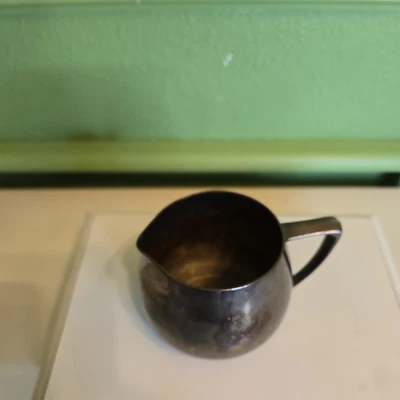 Mini jarro vintage antigo placa de nobreza placa de prata alça de servidor creme - Imagem 1 de 4