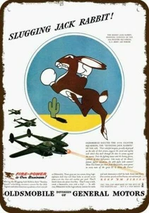 1943 OLDSMOBILE JACK RABBIT 96 Fighter Squadron DECORATIVE REPLICA METAL SIGN   - Bild 1 von 1