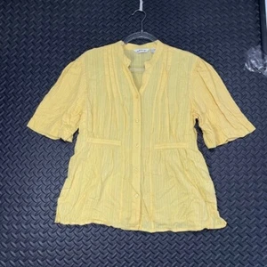 Vintage Orvis Yellow Button Down Blouse Top Casual Wear Women's Size Medium - Picture 1 of 7