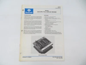 1984 Rockwell R2424 2400 BPS MODEM FULL-DUPLEX Karta katalogowa Nr zamówienia MD11 - Zdjęcie 1 z 4