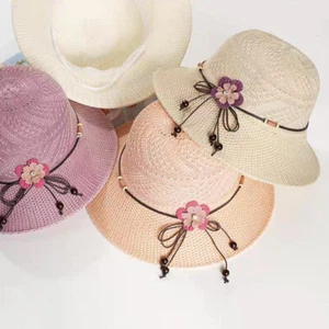 Sombrero de paja plegable flexible de ala ancha para dama Sun Beach gorra de jardinería dulce - Imagen 1 de 15