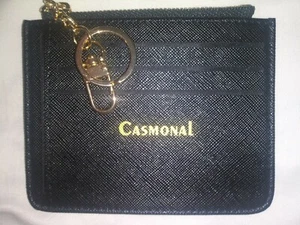 Leder Karten Ausweisetui Minimalistisch Slim Pocket Geldbörse Münzbörse Schwarz 110mmx89mm - Bild 1 von 3