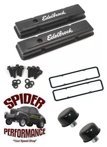 Kit de cubierta de válvula Corvette 1960-1979 EDELBROCK ACERO NEGRO corto perfil bajo - Imagen 1 de 5