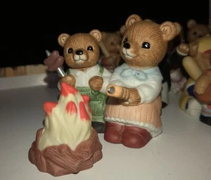 Vintage Home Interiors Camp Fire Teddy Bears Figurine #1446 HOMCO Decor Vintage - Picture 1 of 4