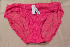 VICTORIA'S SECRET THE LACIE LACE BIKINI PANTIES SIZE L 12-14 / FOREVER PINK - Picture 1 of 3