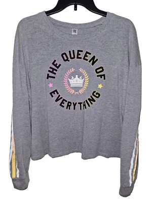 Hybrid Gray Long Sleeve Round Neck Graphic Queen T-Shirt Junior's Size XL - Image 1 of 4