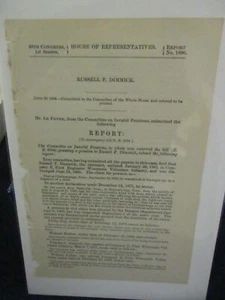 Government Report 1884 Russell F. Dimmick Co. E 1st Regiment Wisconsin Volunteer - Picture 1 of 1