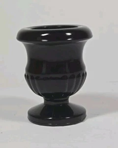 Vintage Dark Academia Solid Black Glass Votive Candle Holder Urn Mid Century MCM - Picture 1 of 10