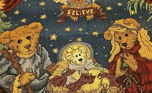 1996 Ragazzi Orsi Amici Natività Pace sulla Terra Arazzo Lancio 50" × 70" Natale - Foto 1 di 11