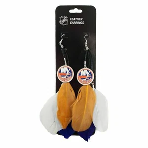 PENDIENTES PLUMAS NEW YORK ISLANDERS CON DIJES - Imagen 1 de 1