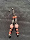 Rose Quartz And Coral Bead Earrings One Of A Kind 