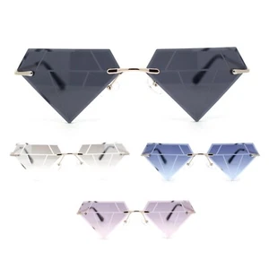 Kids Size Fun Bling Diamond Lens Rimless Party Shade Sunglasses - Picture 1 of 17