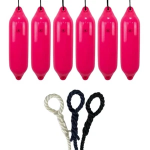 6 x HURRICANE Boat Fenders: Pink PM06 - FREE SPLICED END 10MM ROPE - Picture 1 of 2