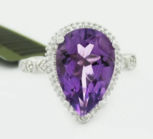 GENUINE 3.45 DIAMOND RING .925 STERLING SILVER - New With Tag - Picture 1 of 4