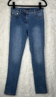 ESCADA Size 38 Medium Blue Wash Straight Leg Denim Jeans 30" Inseam - Image 1 of 4