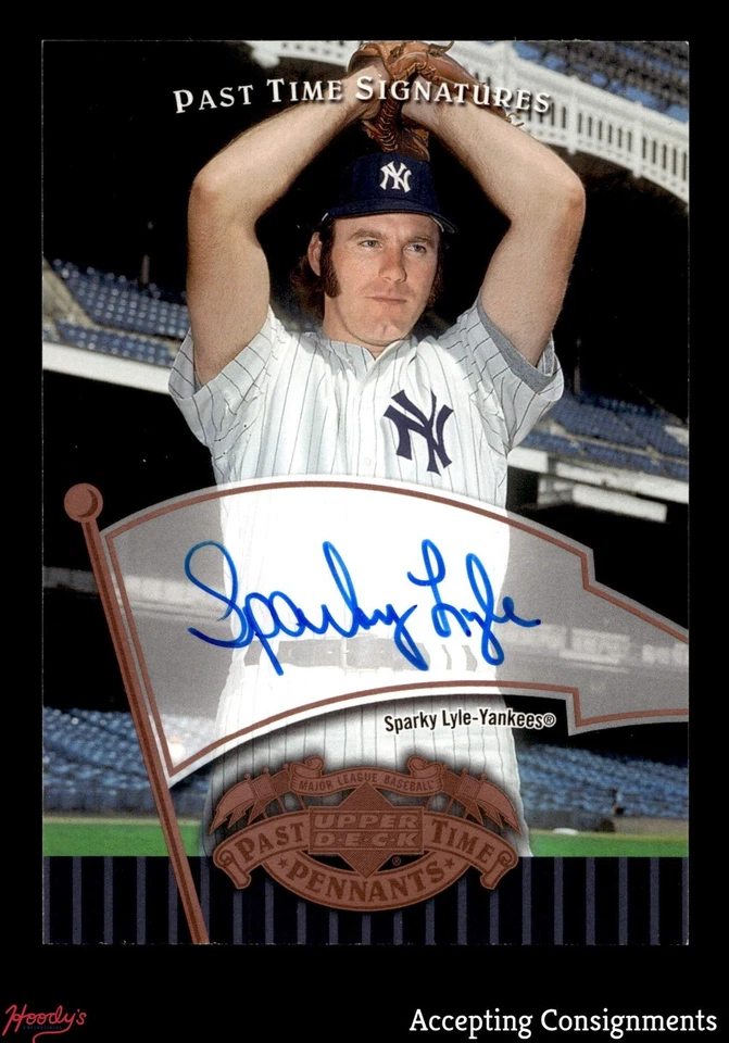 2005 UD Past Time Pennants Signatures Bronze #SL Sparky Lyle AUTO YANKEES - Image 1 of 2
