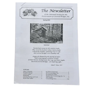 The Newsletter National Society for Preservation of Covered Bridges Spring 2019 - Imagen 1 de 2