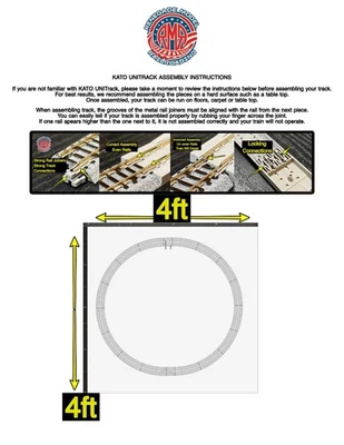 Kato N Scale UniTrk 4'x4' Dual Track Super Oval Layout Set DC/DCC Nickel Silver - Image 1 of 4
