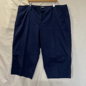 LANDS END NAVY Stretch CAPRI PANTS WOMENS SIZE 24W Mid Rise Wide Leg Crop - Picture 1 of 9