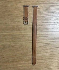 HERMES Double Tour Leather Apple Watch Band 38-42mm Fawn Brown Vache Valenia - Zdjęcie 1 z 20