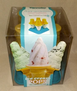 TOVLO Set/4 Ice Cream Pops Molds In Decorative Base Cool Treats In 4 Easy Steps - Picture 1 of 4