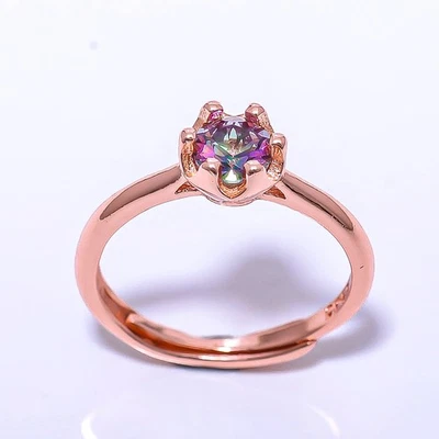 Mystic Topaz Silver Plated Jewelry Rose Gold Plated Ring Adjst R7376-12_3 - Image 1 of 4